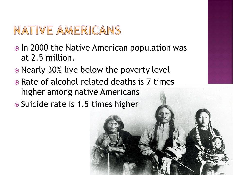 In 2000 the Native American population was at 2.5 million.