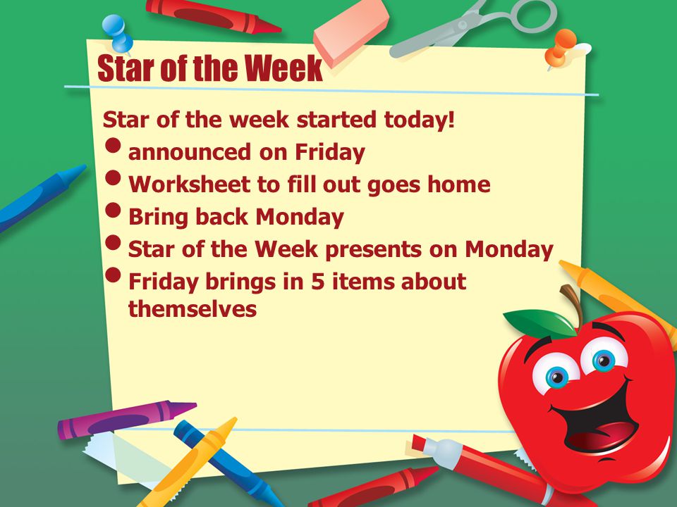 Star of the Week Star of the week started today.