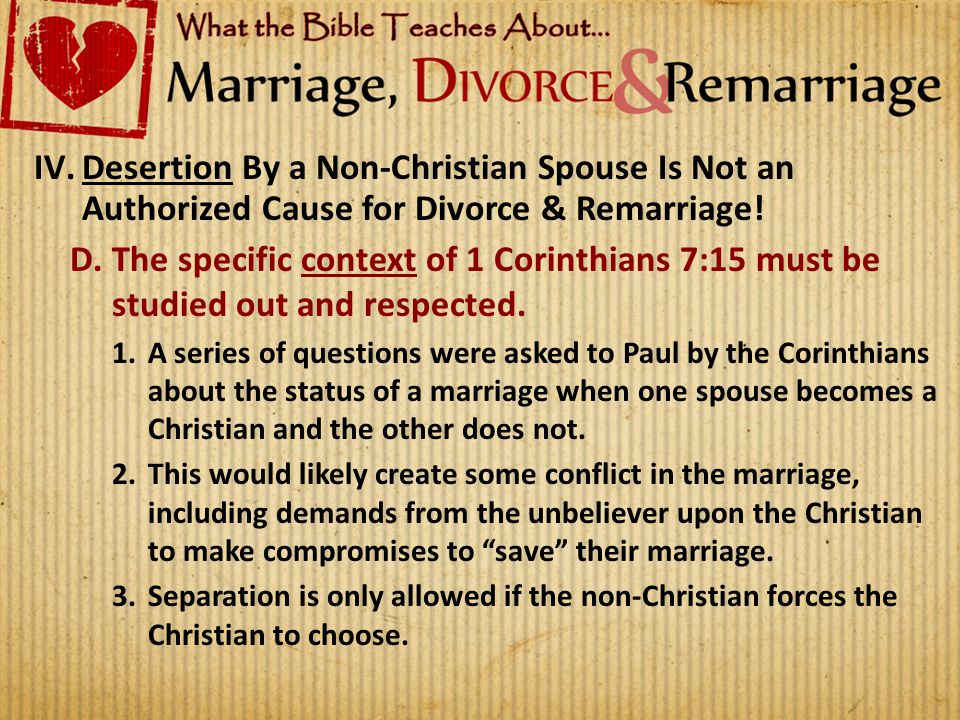 Lesson 7: Deserted Believers Are Not Free to Remarry! - ppt download