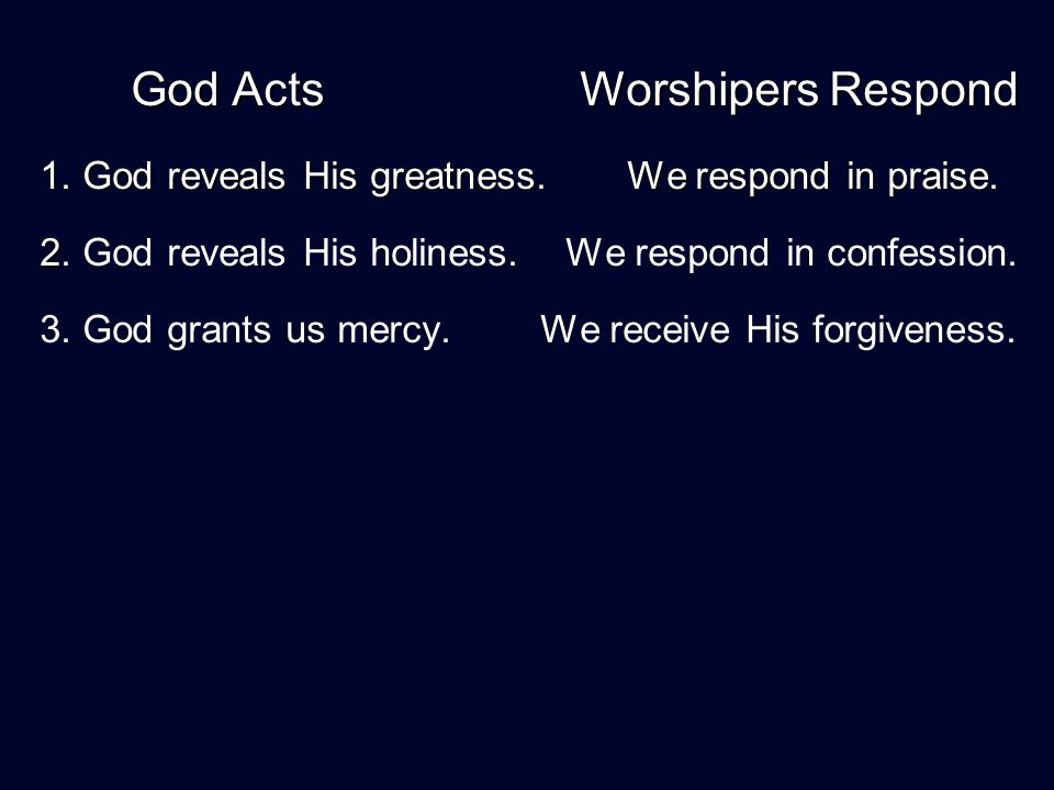 God Acts Worshipers Respond God Acts Worshipers Respond 1.