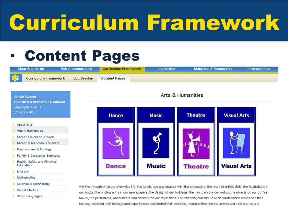 Curriculum Framework Content Pages