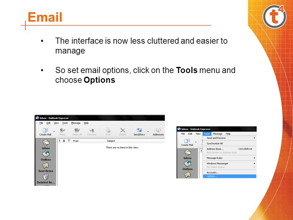The interface is now less cluttered and easier to manage So set  options, click on the Tools menu and choose Options