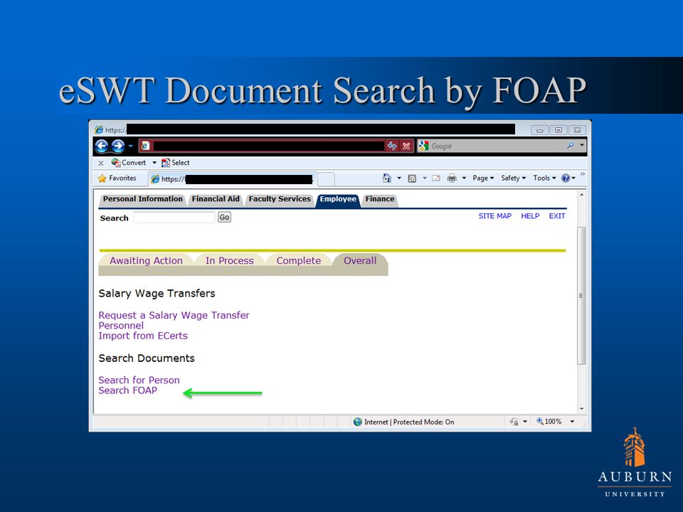 eSWT Document Search by FOAP
