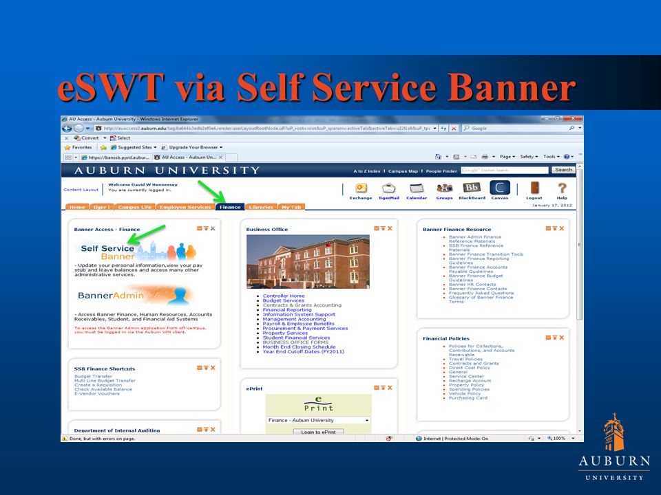 eSWT via Self Service Banner