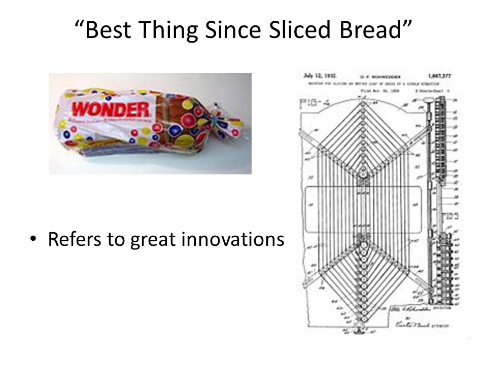 Best Thing Since Sliced Bread Refers to great innovations