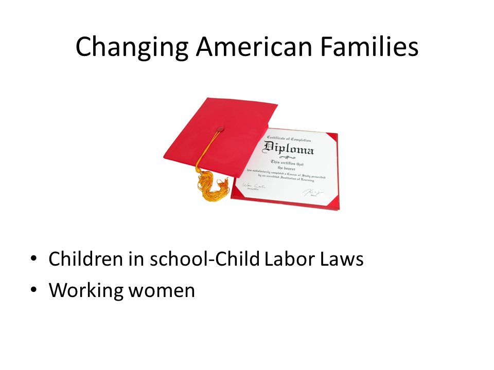 Changing American Families Children in school-Child Labor Laws Working women