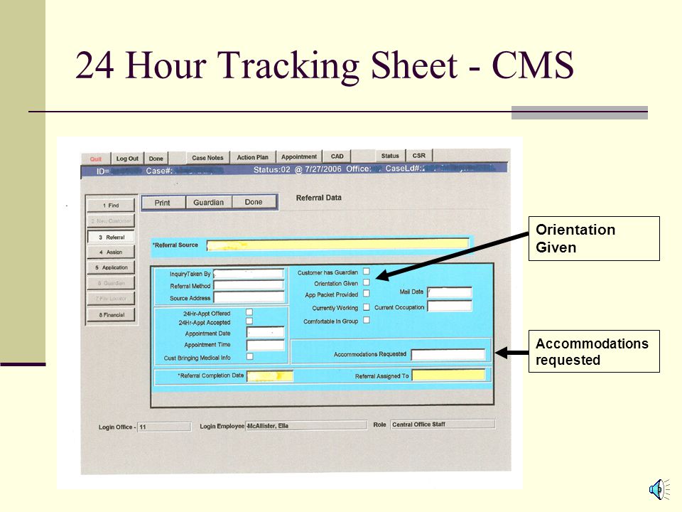 24 Hour Tracking Sheet - CMS App Packet Provided Mail Date