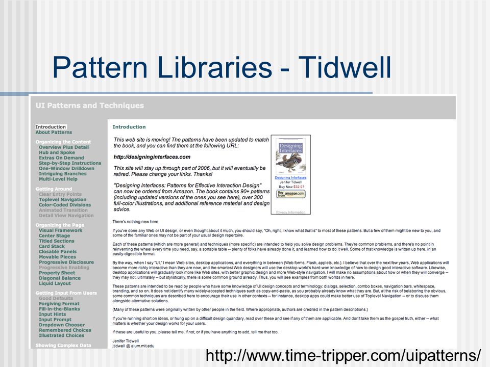 Pattern Libraries - Tidwell