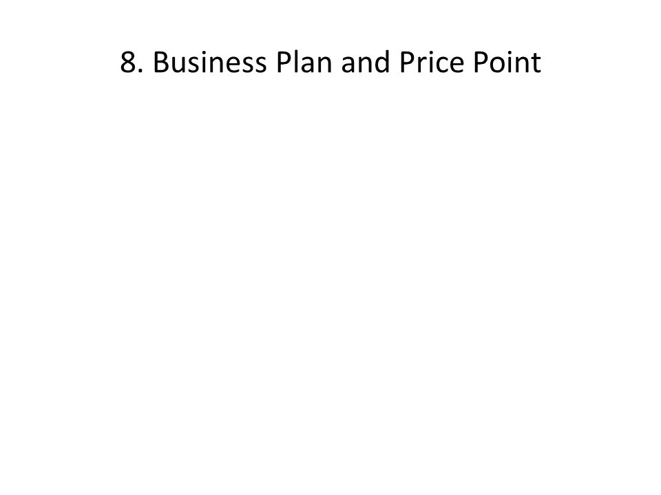 8. Business Plan and Price Point