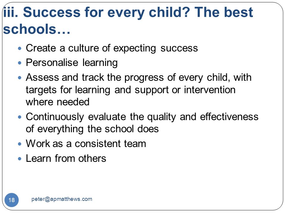 iii. Success for every child.