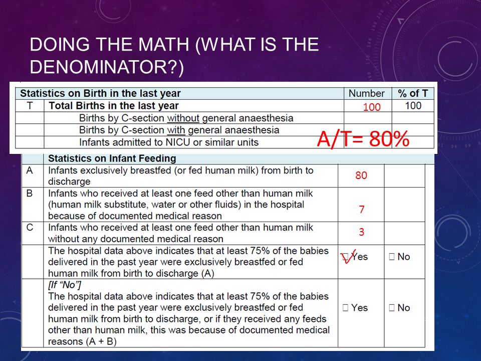 DOING THE MATH (WHAT IS THE DENOMINATOR ) A/T= 80%