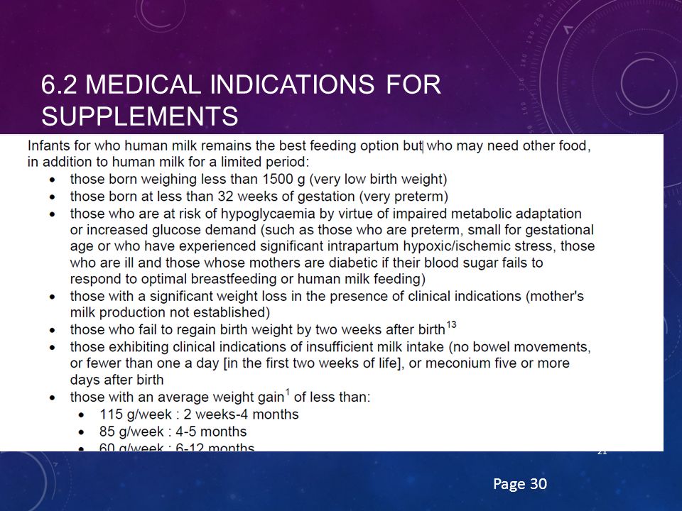 6.2 MEDICAL INDICATIONS FOR SUPPLEMENTS 21 Page 30