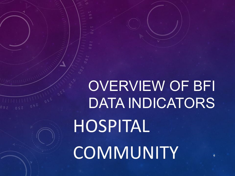 OVERVIEW OF BFI DATA INDICATORS HOSPITAL COMMUNITY 6