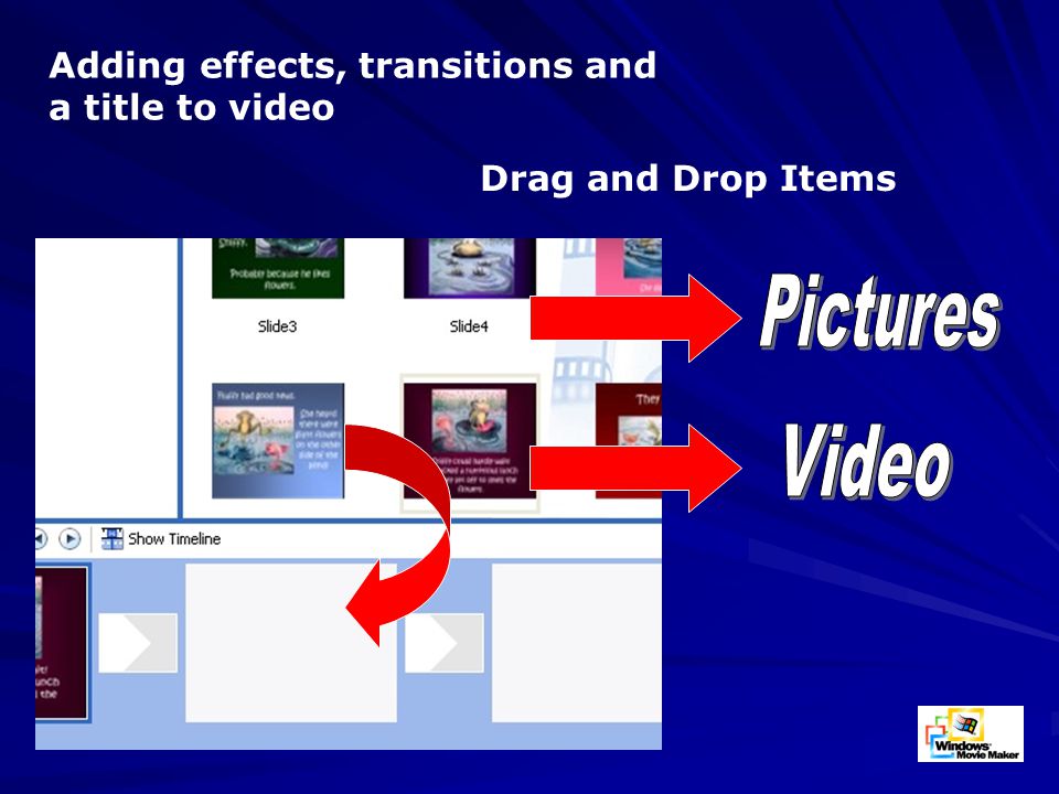 Adding effects, transitions and a title to video Drag and Drop Items