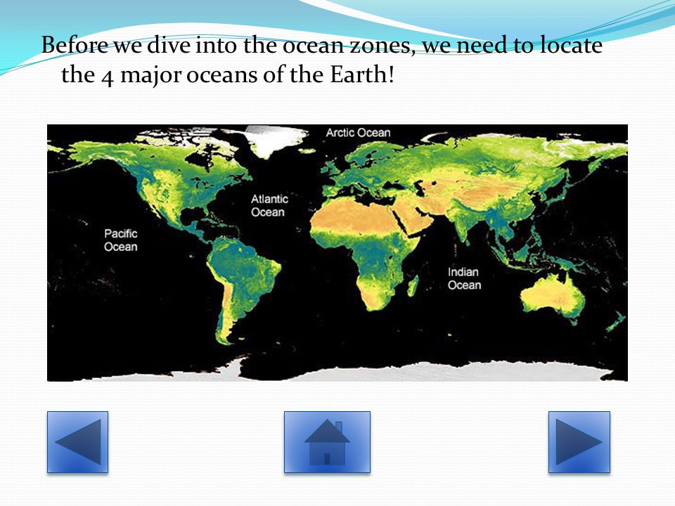 Before we dive into the ocean zones, we need to locate the 4 major oceans of the Earth!