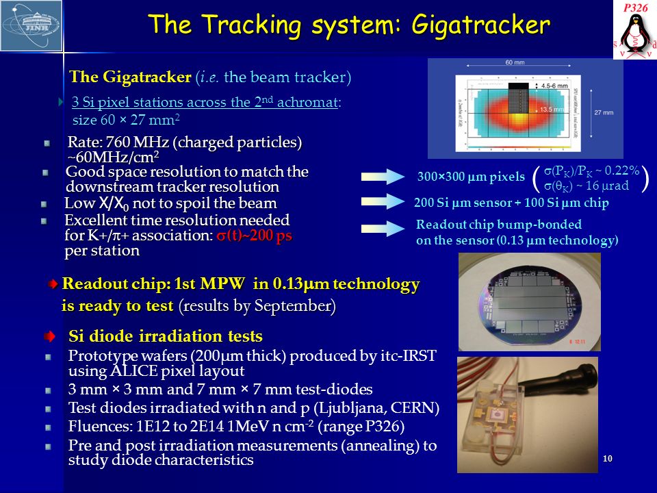 10 The Tracking system: Gigatracker Low X/X 0 not to spoil the beam Good space resolution to match the downstream tracker resolution 200 Si  m sensor Si  m chip 300×300  m pixels  (P K )/P K ~ 0.22%  (  K ) ~ 16  rad ( ( Excellent time resolution needed for K+/  + association:  (t)~200 ps per station Readout chip bump-bonded on the sensor (0.13  m technology) The Gigatracker (i.e.
