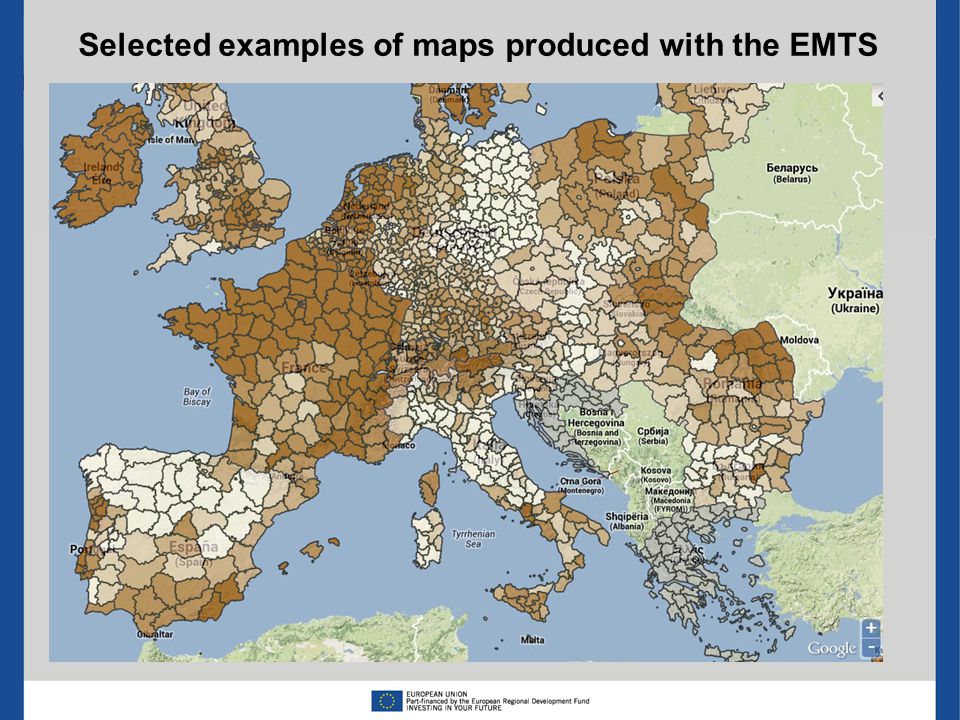 Selected examples of maps produced with the EMTS