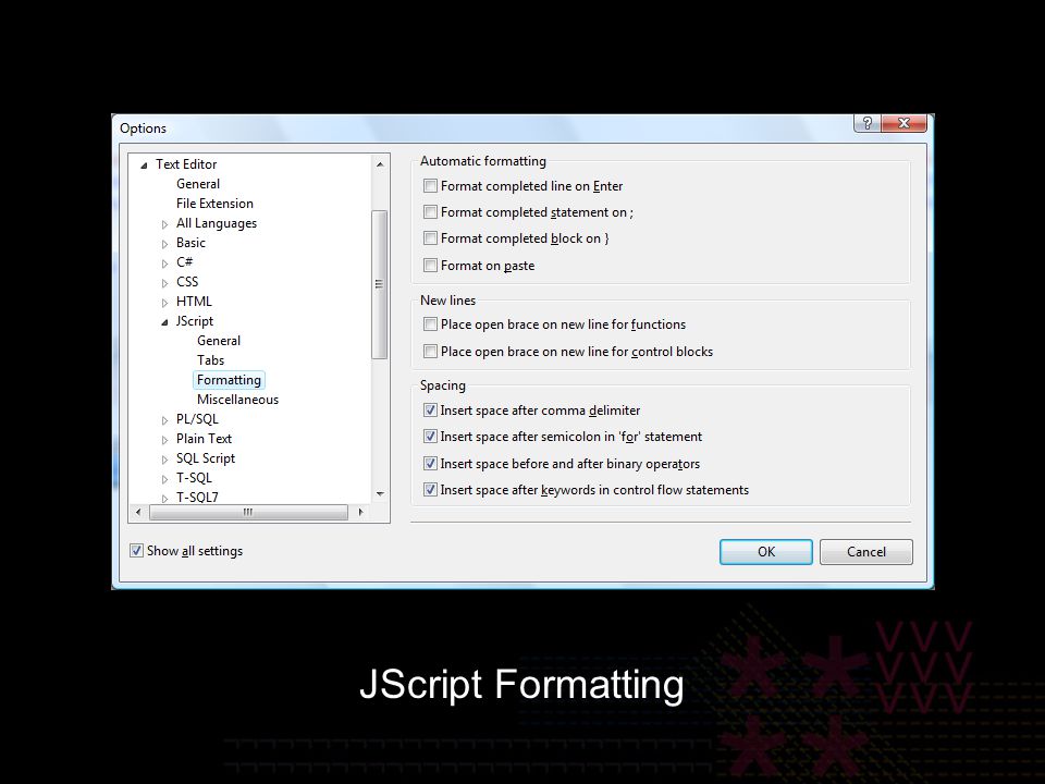 JScript Formatting