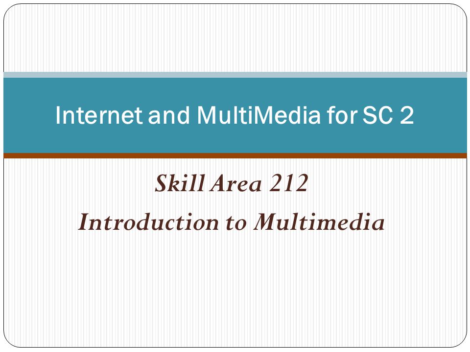 Skill Area 212 Introduction to Multimedia Internet and MultiMedia for SC 2