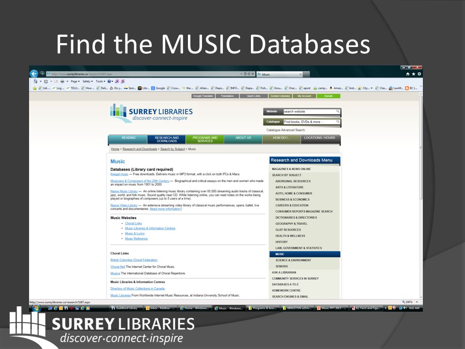 Find the MUSIC Databases