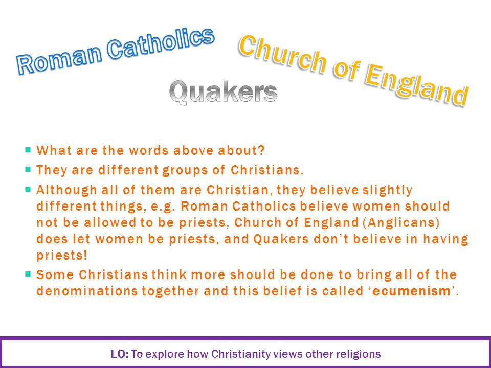  What are the words above about.  They are different groups of Christians.