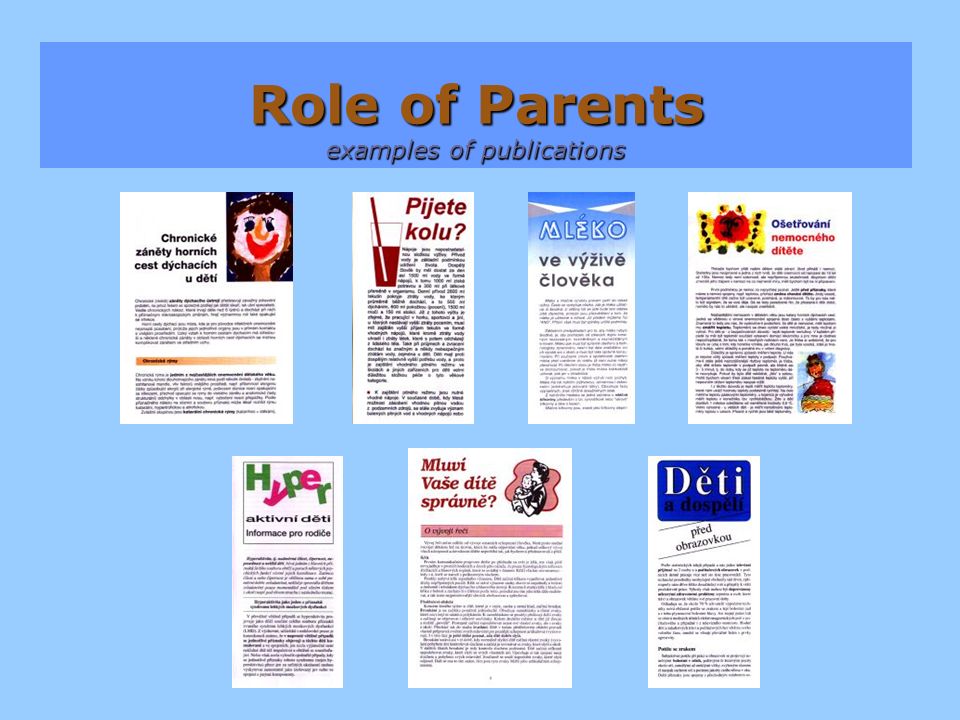 Role of Parents examples of publications