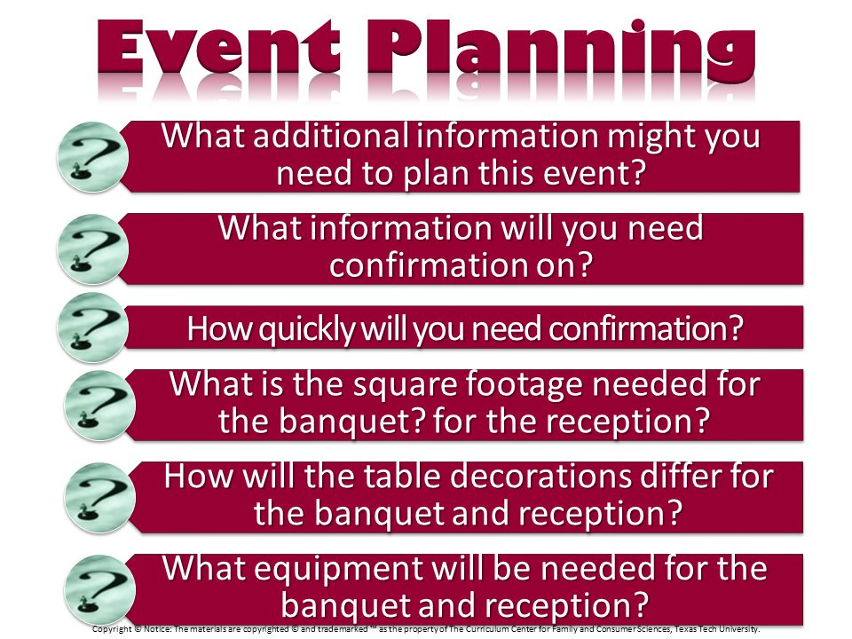 What additional information might you need to plan this event.