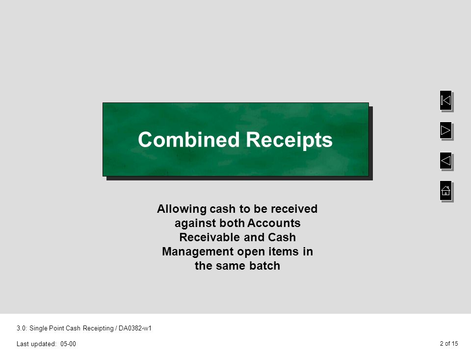 1 of single point cash receipting da0382 w1 last updated single