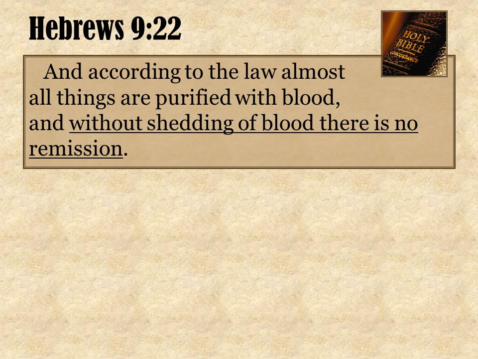 Hebrews 9:22 And according to the law almost all things are purified with blood, and without shedding of blood there is no remission.