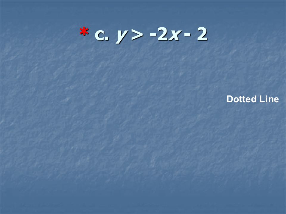 * c. y > -2x - 2 Dotted Line
