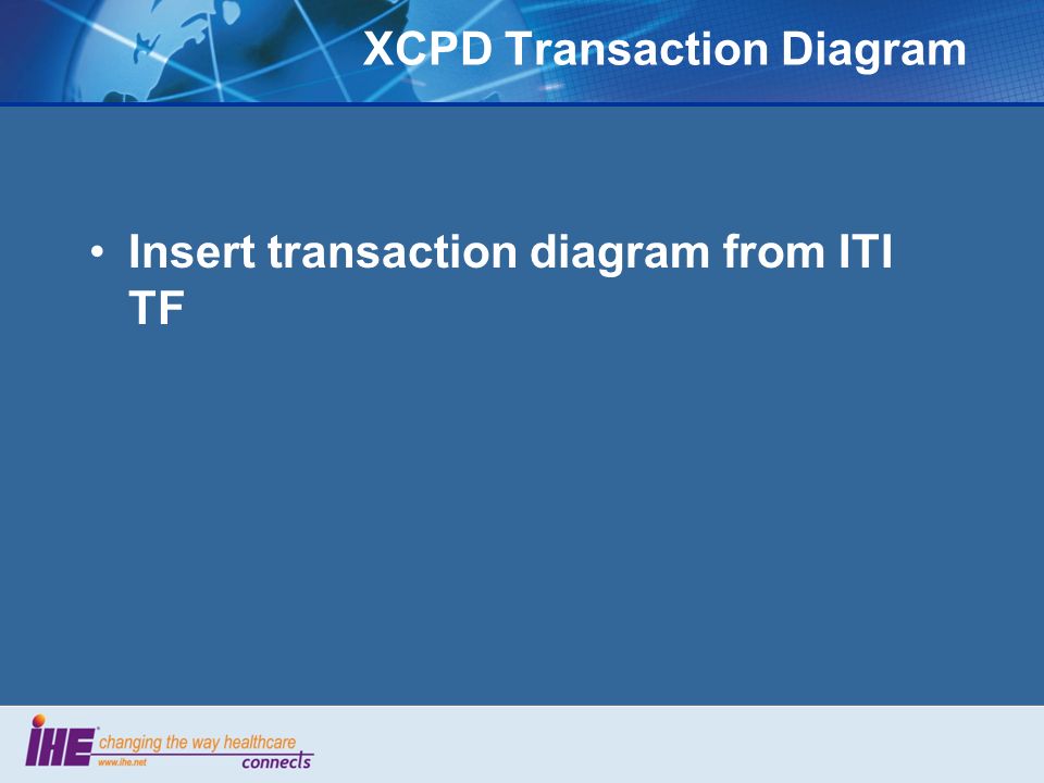XCPD Transaction Diagram Insert transaction diagram from ITI TF