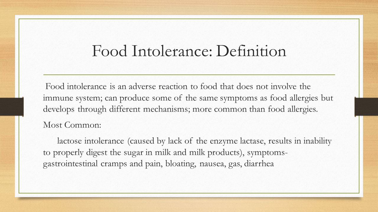 special food and nutrition needs: food allergies and intolerances