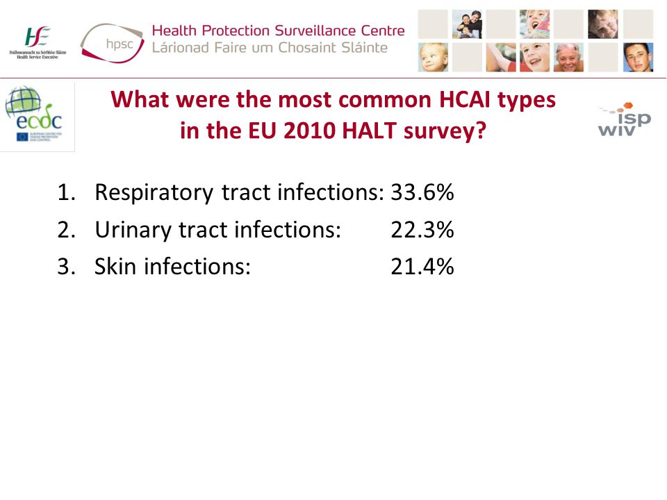 What were the most common HCAI types in the EU 2010 HALT survey.