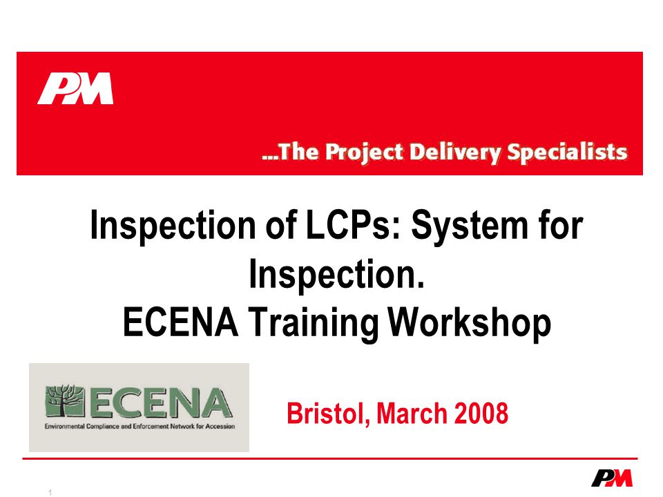 1 Inspection of LCPs: System for Inspection. ECENA Training Workshop Bristol, March 2008
