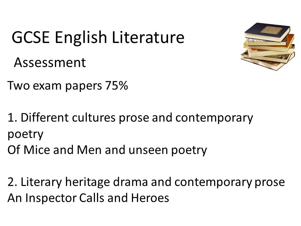 GCSE English Literature Two exam papers 75% 1.