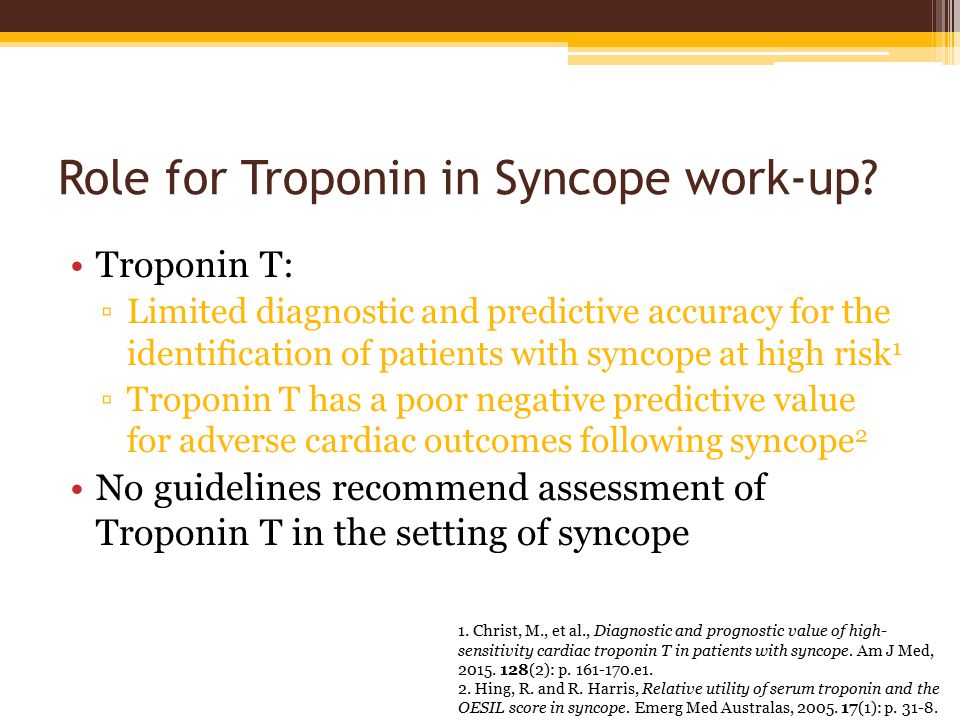 Role for Troponin in Syncope work-up.