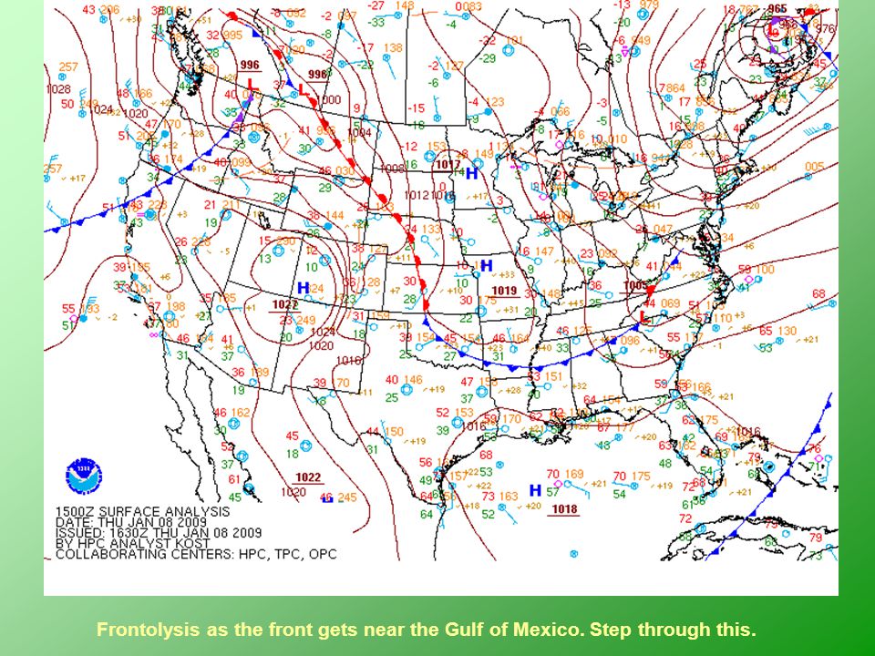 Frontolysis as the front gets near the Gulf of Mexico. Step through this.