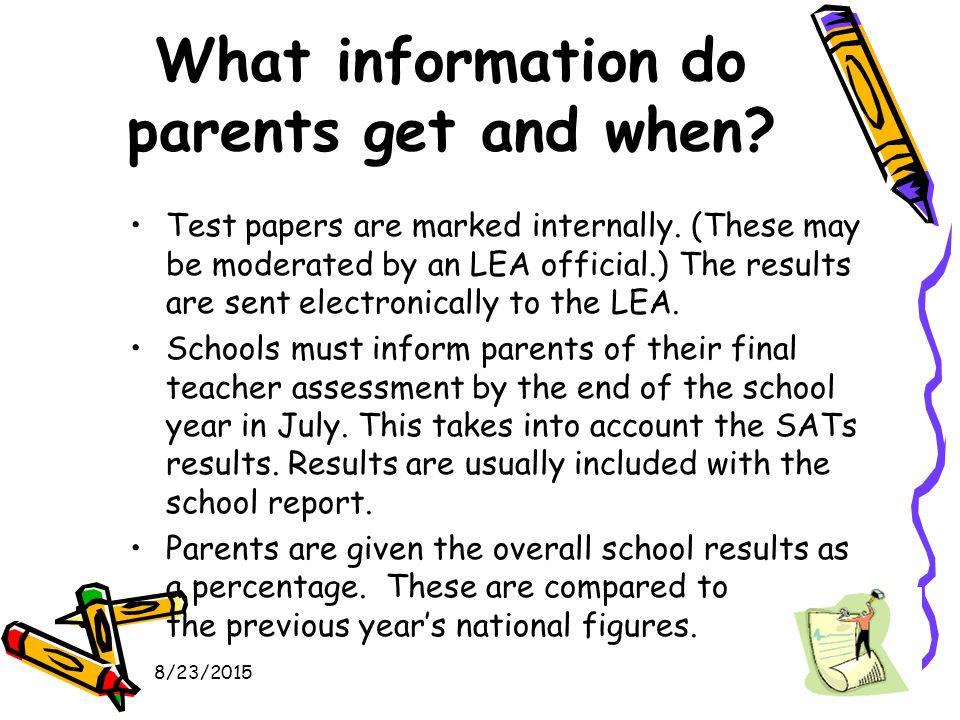 8/23/2015 What information do parents get and when.