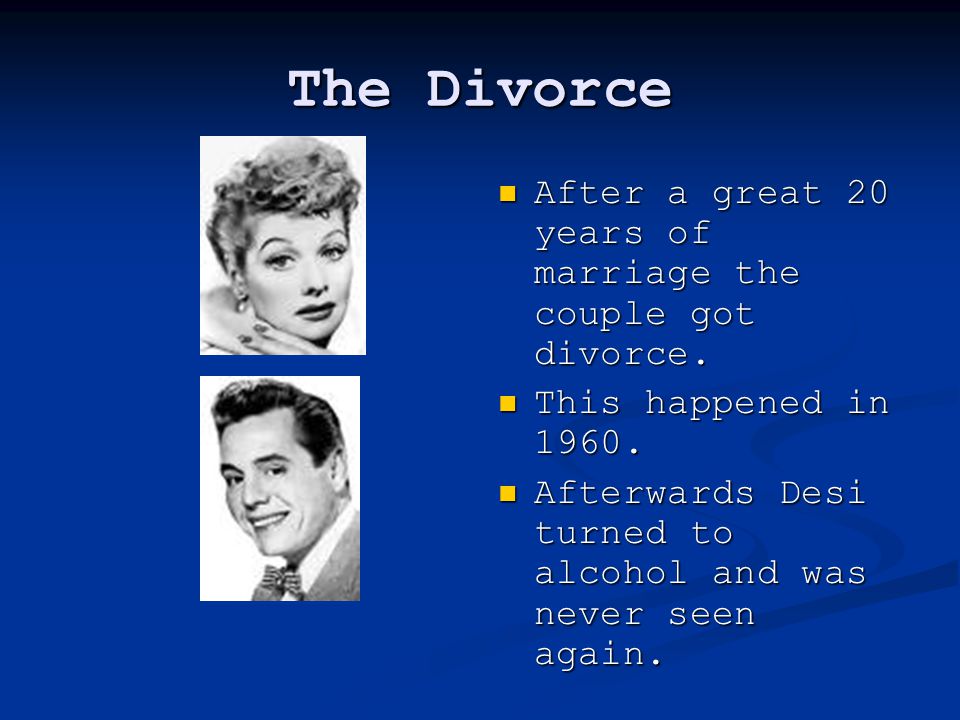 The Divorce After a great 20 years of marriage the couple got divorce.