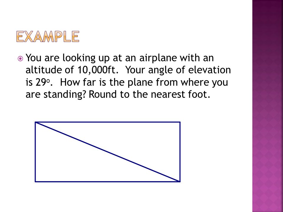  You are looking up at an airplane with an altitude of 10,000ft.