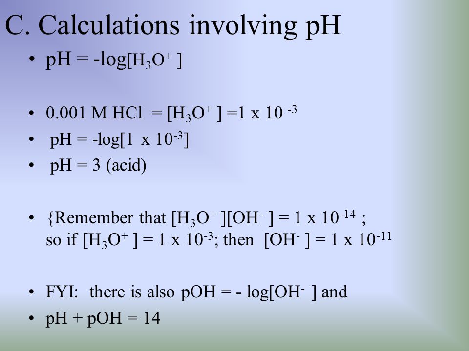 B. The pH scale 1.