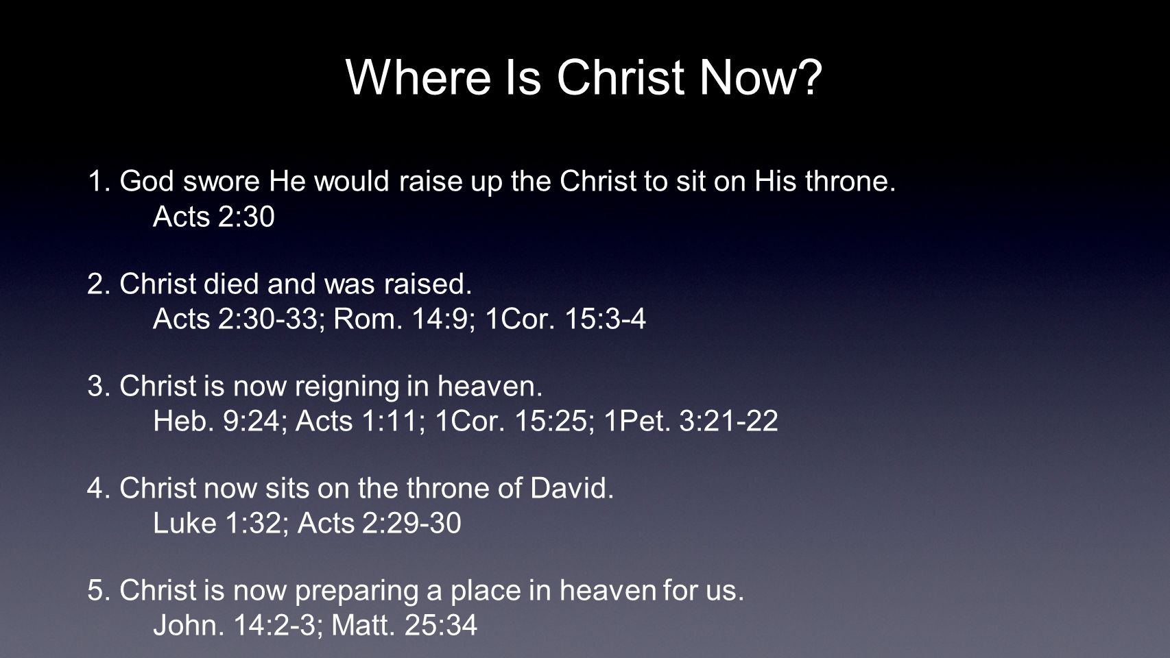 Where Is Christ Now. 1. God swore He would raise up the Christ to sit on His throne.