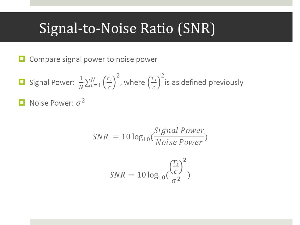 Signal-to-Noise Ratio (SNR)
