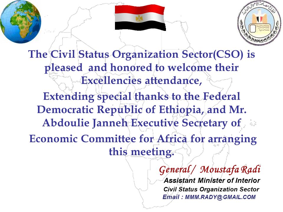 Civil Status Organization. Presentation The Cooperation with African  Countries Sponsored by The United Nation Economic committee for Africa For.  - ppt download