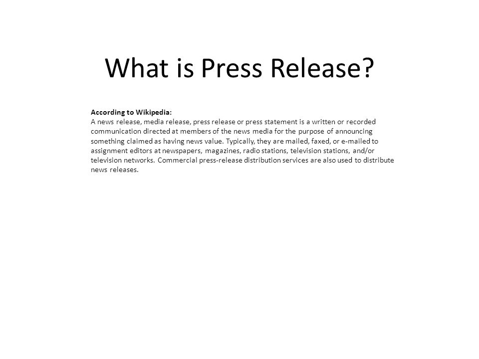News Press Release
