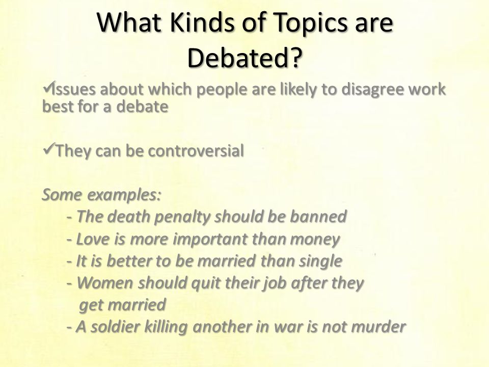 interesting things to debate about