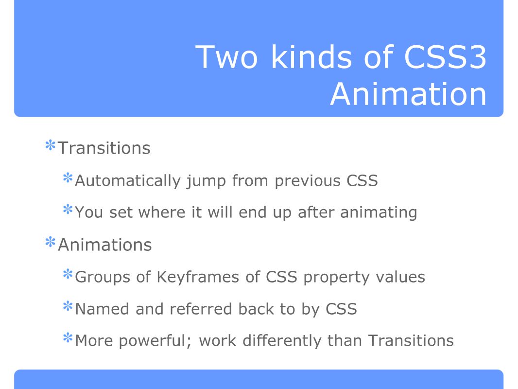 CSS3 Animation Pre-calculated keyframe animations Procedurally 
