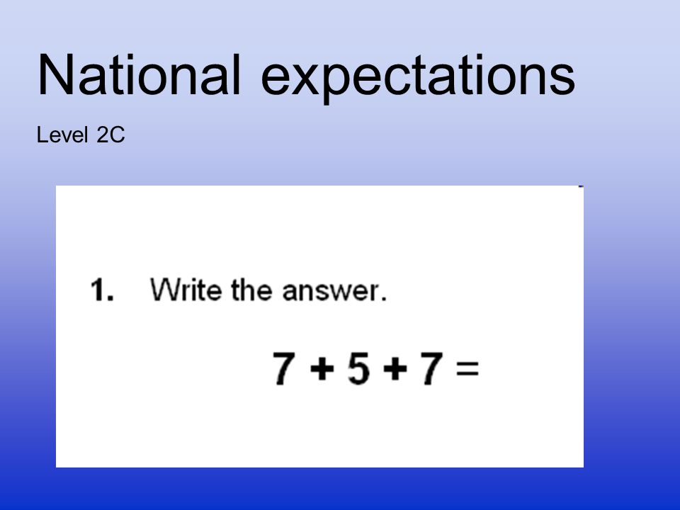 National expectations Level 2C