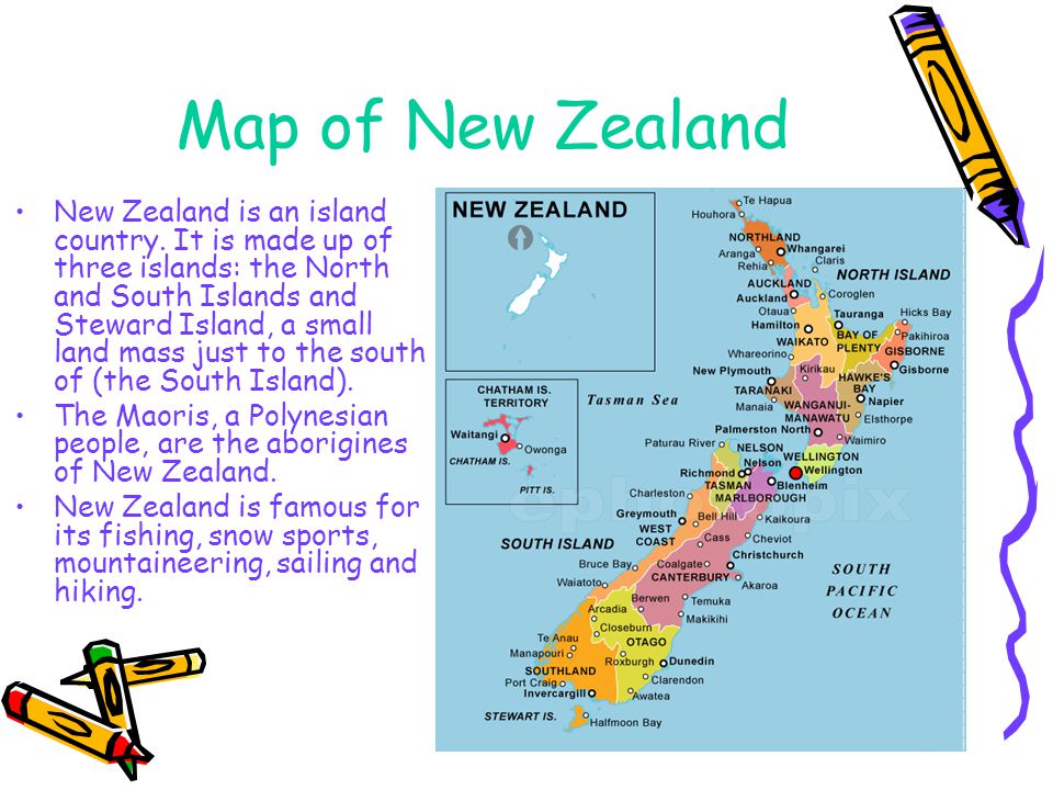Map of New Zealand New Zealand is an island country.