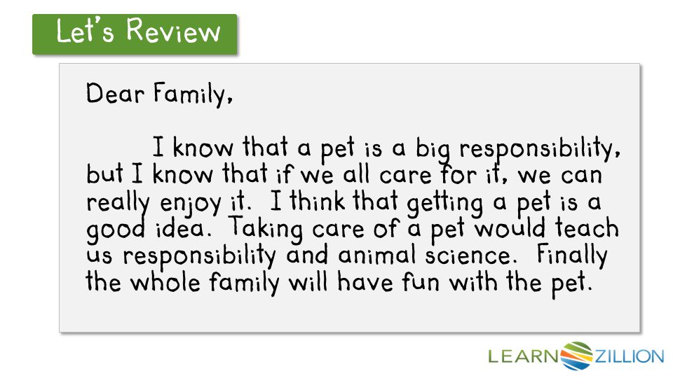 Let’s Review Dear Family, I know that a pet is a big responsibility, but I know that if we all care for it, we can really enjoy it.